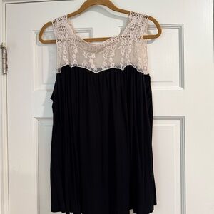 Living Doll Black and Ivory Lace top